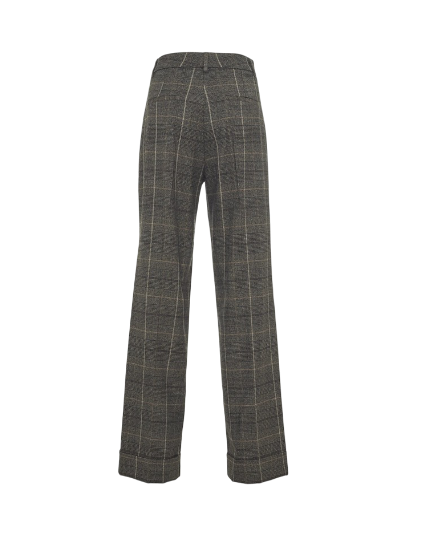 Manila Grace - Pantaloni Dritti Con Risvolto E Motivo Check