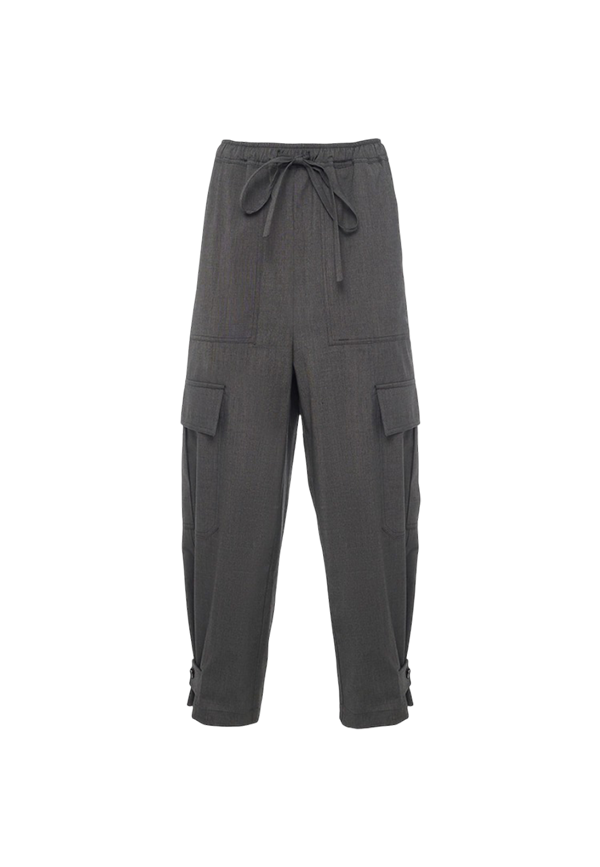 Manila Grace - Pantaloni Cargo In Tessuto Fluido Con Coulisse