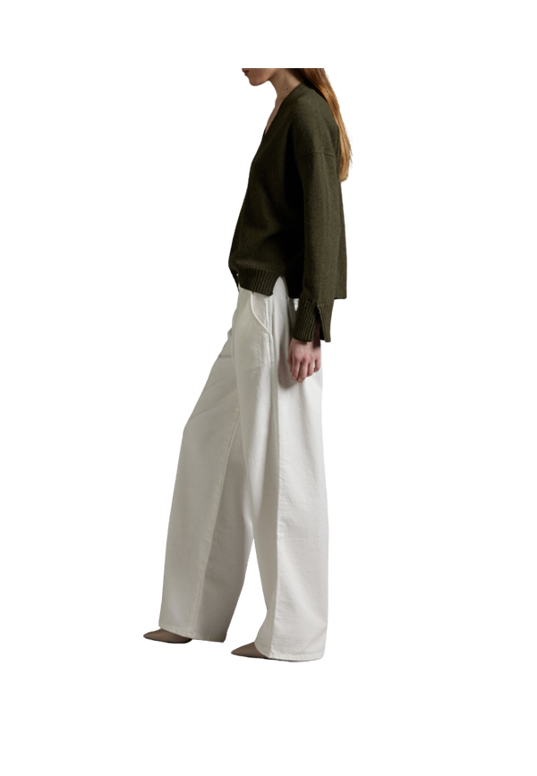 Kangra - Maglia Scollo a V Con Passamaneria Nei Polsi