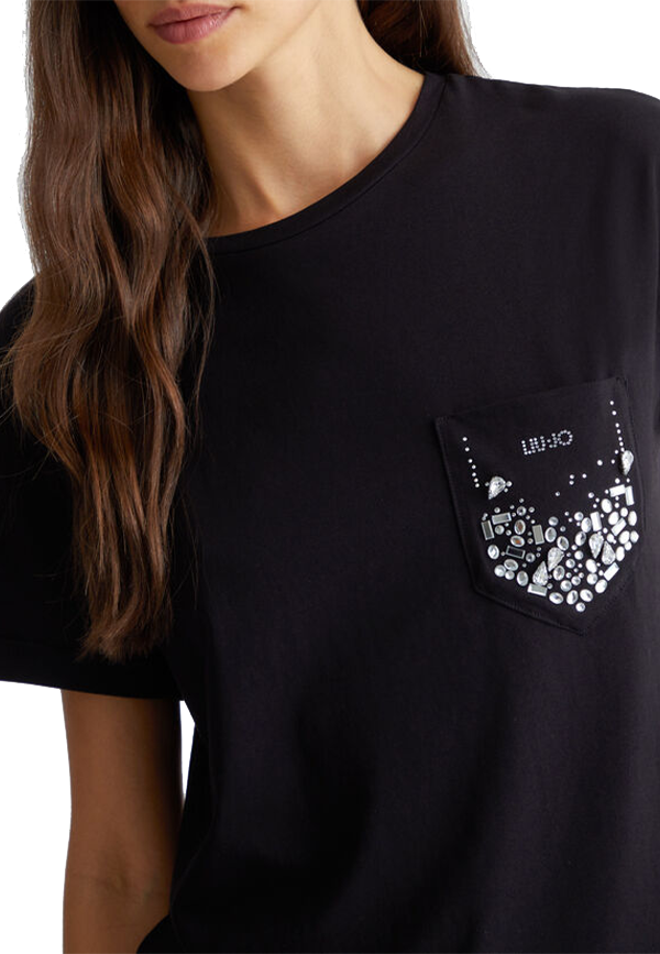 Liu Jo - T-shirt con taschino e strass