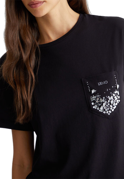 Liu Jo - T-shirt con taschino e strass