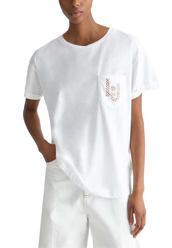 Liu Jo - T-shirt con taschino e strass