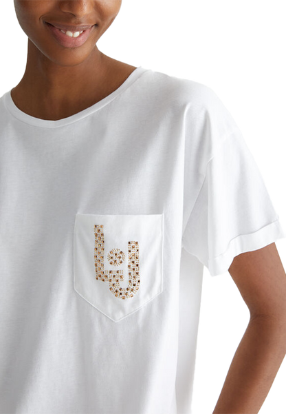 Liu Jo - T-shirt con taschino e strass