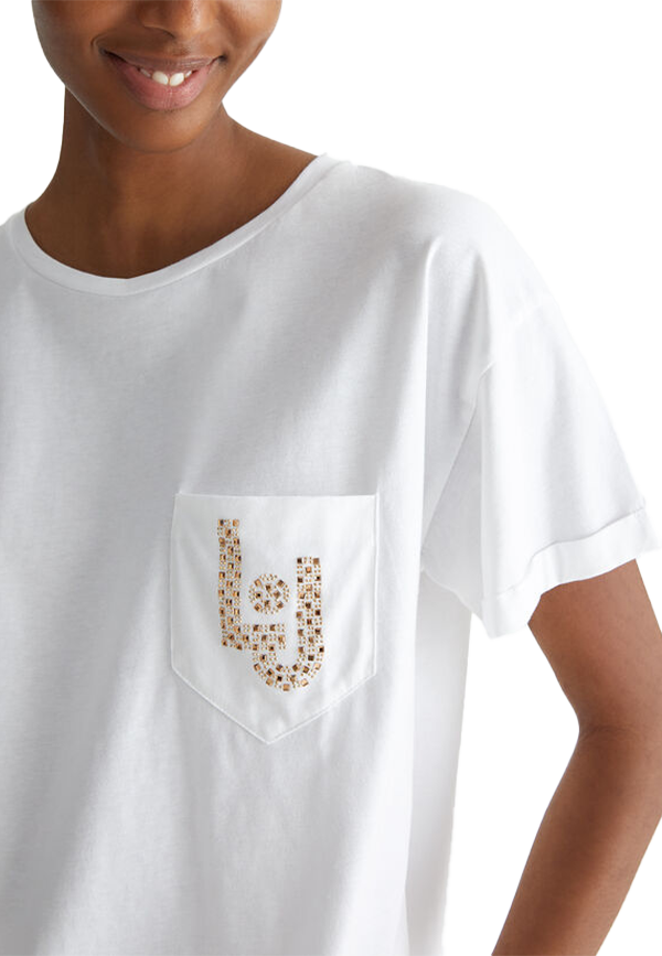 Liu Jo - T-shirt con taschino e strass