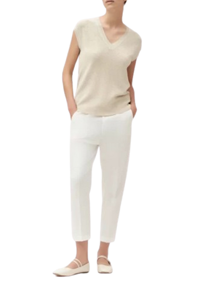 White Wise - Gilet Scollo a V Maglia Inglese Lurex