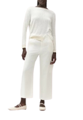 White Wise - Contrast Rib V-Neck Split Sweater