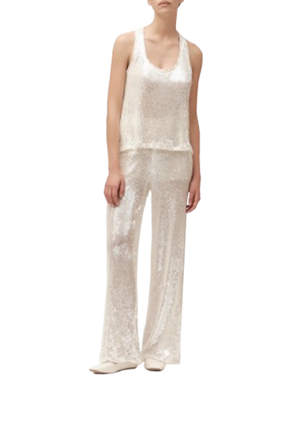White Wise - Top Smanicato in Paillettes