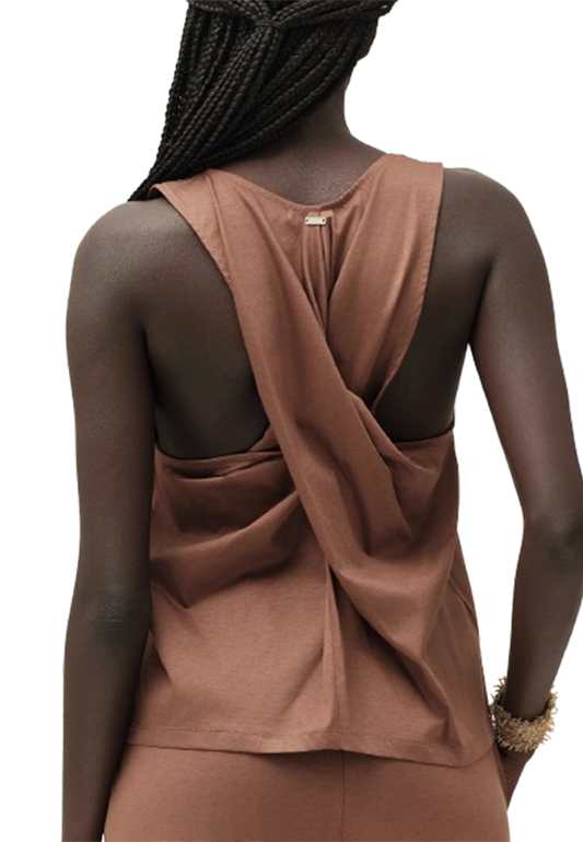 White Wise - Top in Cotone con Intreccio dietro e Spilla