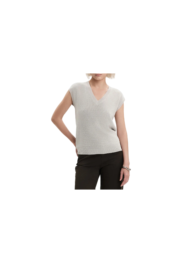 White Wise - Gilet scollo a V maglia inglese lurex