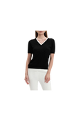 White Wise - Maglia con scollo a V e doppia costina