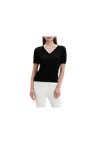 White Wise - Maglia con scollo a V e doppia costina