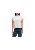 White Wise - T-Shirt con risvolto ricamo dolce far niente