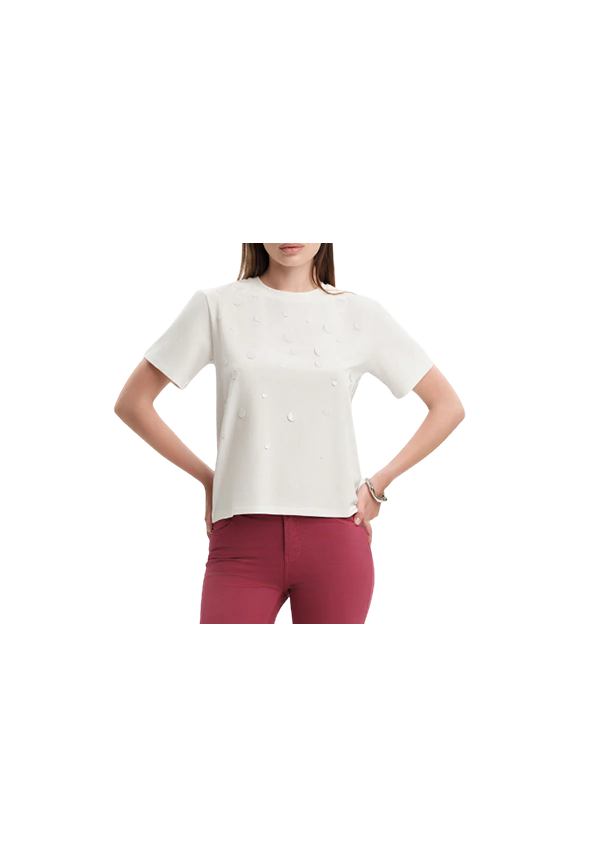 White Wise - T-Shirt con macropaillettes