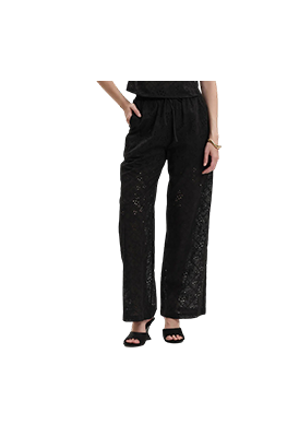 White Wise - Pantaloni con coulisse sangallo
