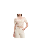 White Wise - Top punto smock fantasia floreale