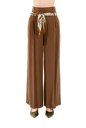 Kontatto - Pantalone vita alta doppio passante foulard