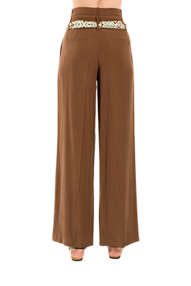 Kontatto - Pantalone vita alta doppio passante foulard