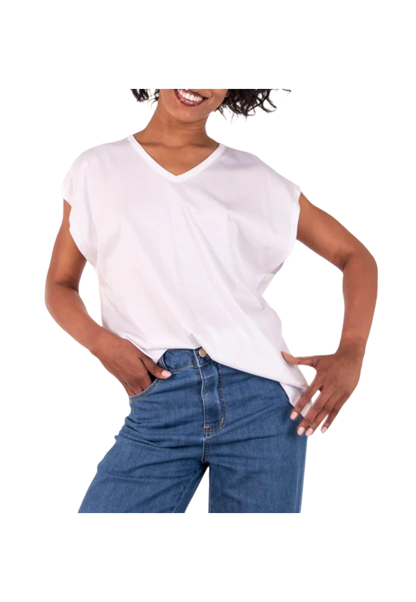 White Wise - Maglia scollo a V filo di scozia