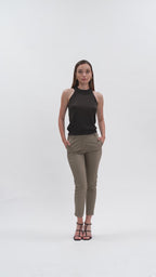 White Wise - Top in maglia con scollo america viscosa seta