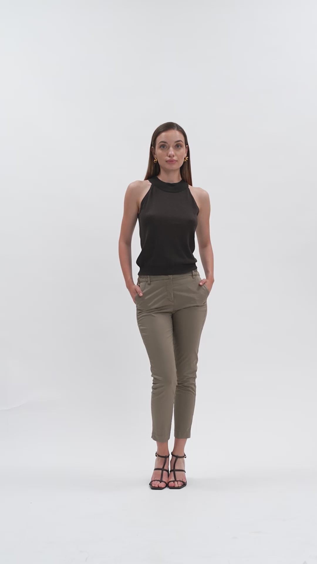 White Wise - Top in maglia con scollo america viscosa seta