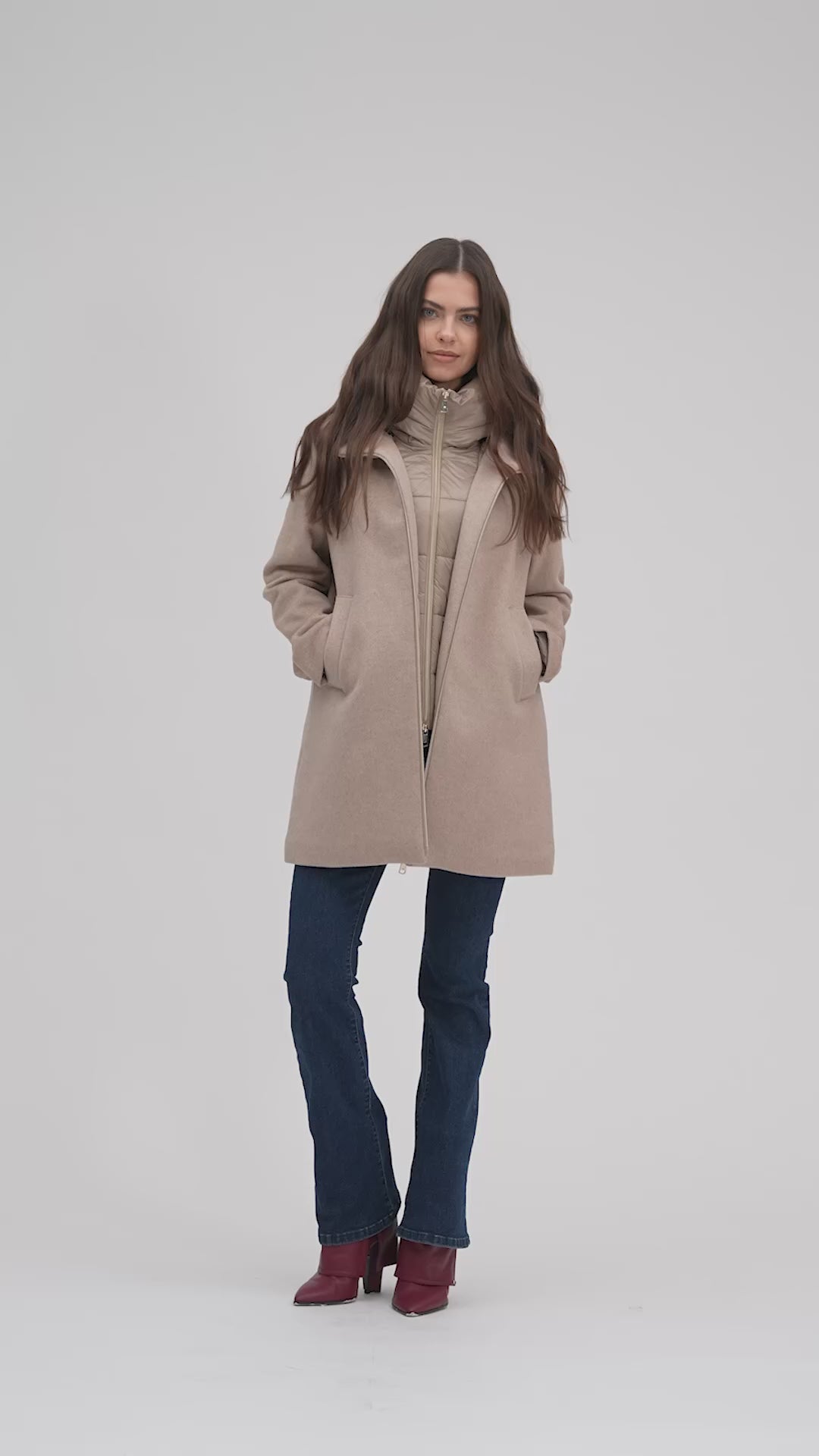 White Wise - Cappotto con zip e pettorina imbottita