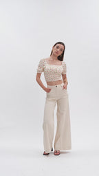 White Wise - Top punto smock fantasia floreale