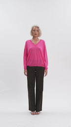 White Wise - Maglia con scollo a V spalla scesa viscosa seta