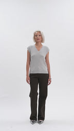 White Wise - Gilet scollo a V maglia inglese lurex