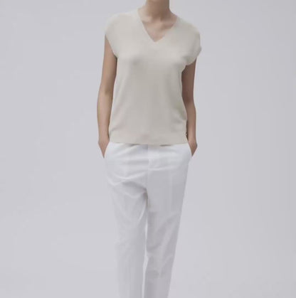White Wise - Gilet Scollo a V Maglia Inglese Lurex