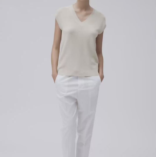 White Wise - Gilet Scollo a V Maglia Inglese Lurex