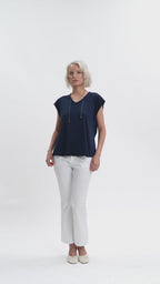 White Wise - Maglia scollo a V filo di scozia