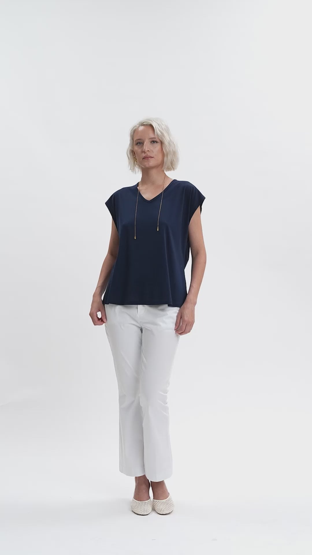 White Wise - Maglia scollo a V filo di scozia