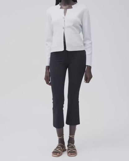 White Wise - Giacca con Tasche a Toppa e Bottoni Oro