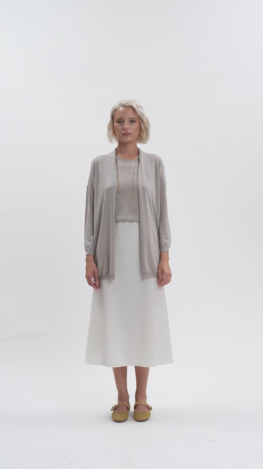 White Wise - Cardigan aperto in viscosa seta