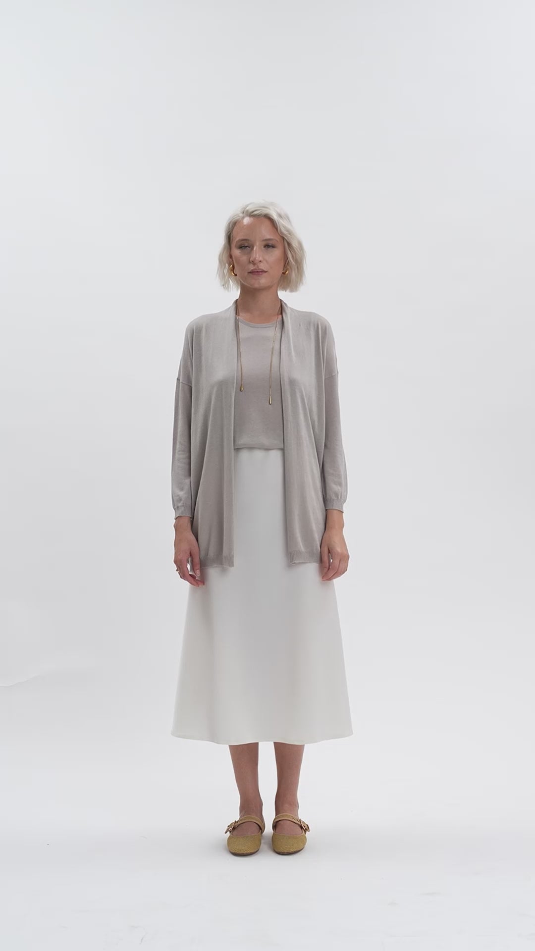 White Wise - Cardigan aperto in viscosa seta