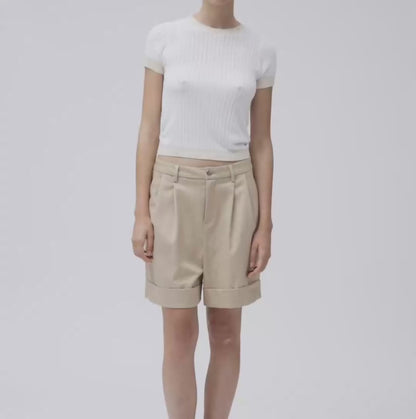 White Wise - T-Shirt in Maglia Rib Lurex