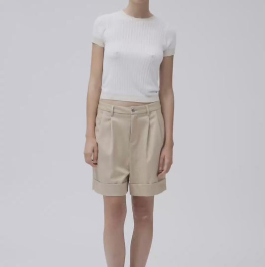 White Wise - T-Shirt in Maglia Rib Lurex